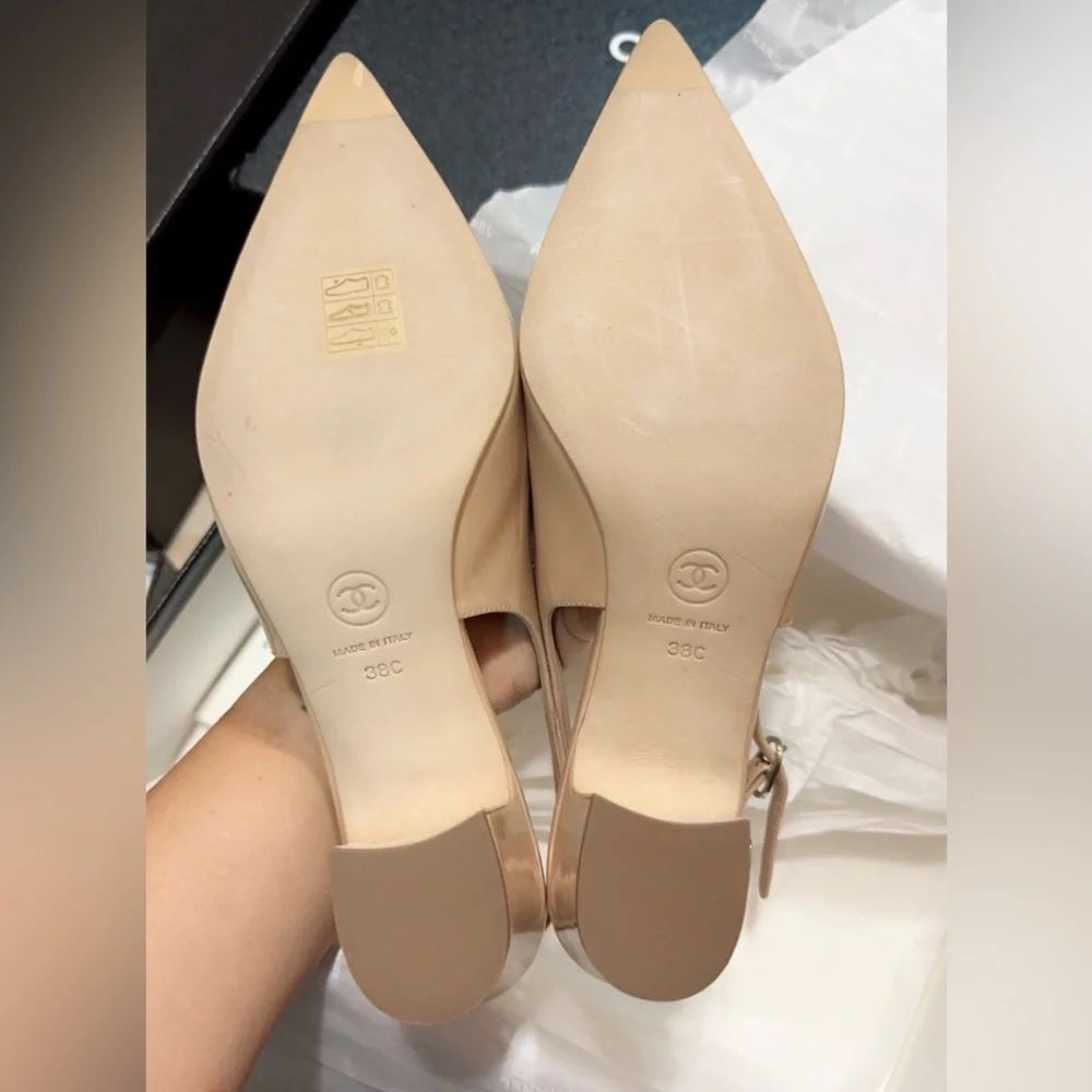 ❌ SOLD ❌ CHANEL CLASSIC SLINGBACK POINTY PUMPS size 38 - Picture 5 of 6